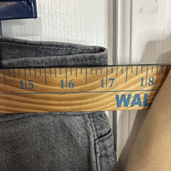 GAP Jeans Women’s 32 14 Cheeky Straight High Rise Button Fly Gray Denim Raw Hem - Picture 8 of 10